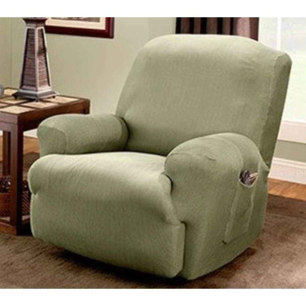 Sure Fit Stretch Sage Green Stripe Recliner Slipcover Chair Cover Universal Fit